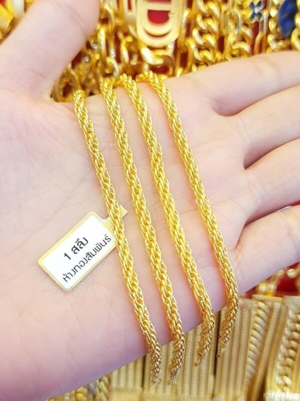 23K Pure Thailand Gold Braided Gold Thin Strings Bracelet - Image 2