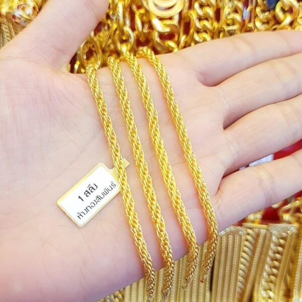 23K Pure Thailand Gold Braided Gold Thin Strings Bracelet - Image 4