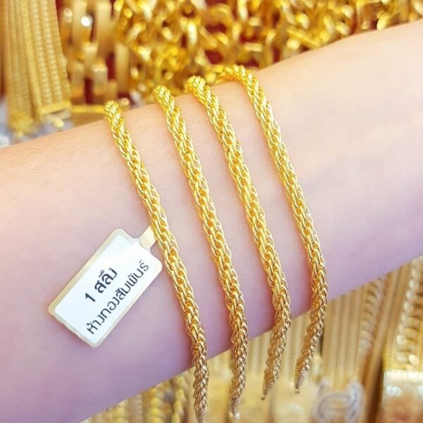 23K Pure Thailand Gold Braided Gold Thin Strings Bracelet