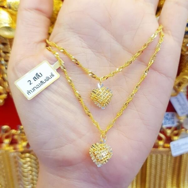 Timeless Hearth Necklace 23K Pure Thailand Gold.