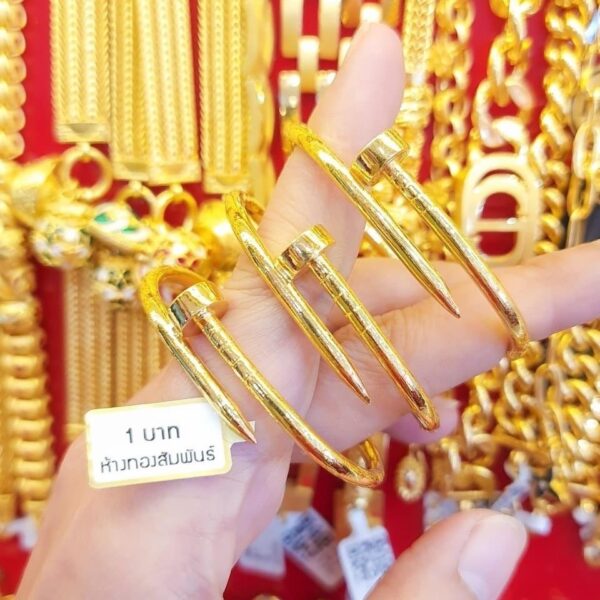 23K Pure Thailand Gold Nail Bracelet - Image 3