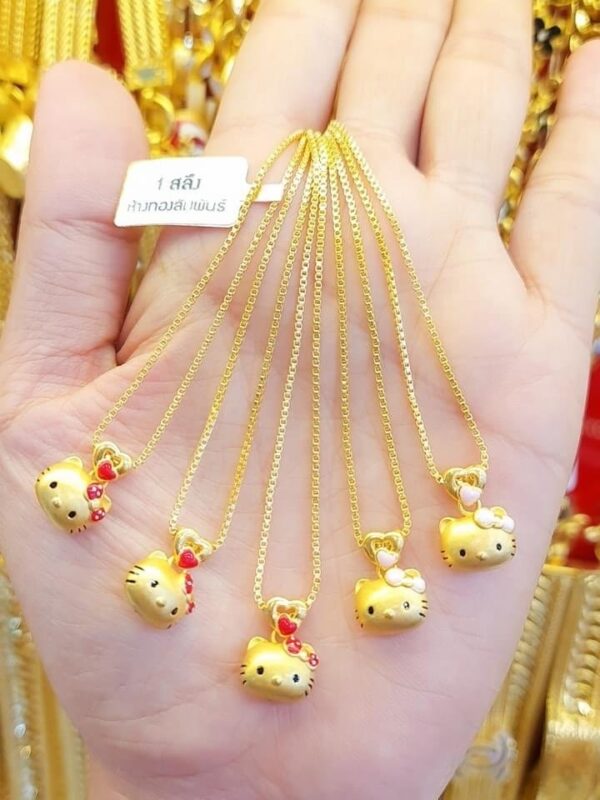 23K Pure Thailand Gold Kitty Necklace