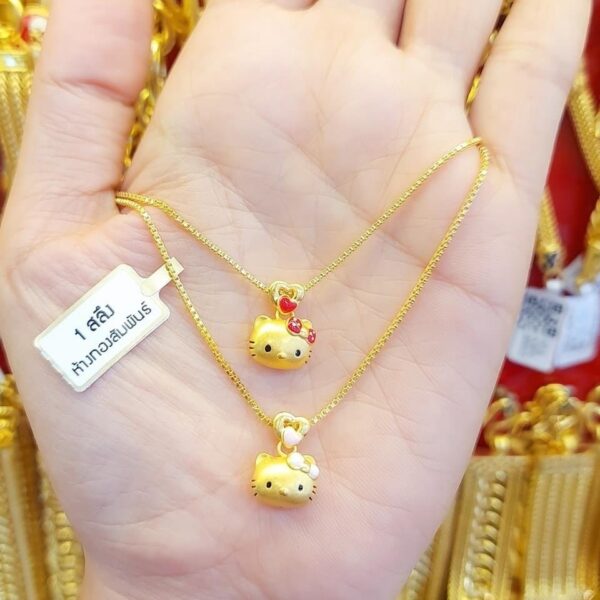 23K Pure Thailand Gold Kitty Necklace - Image 2