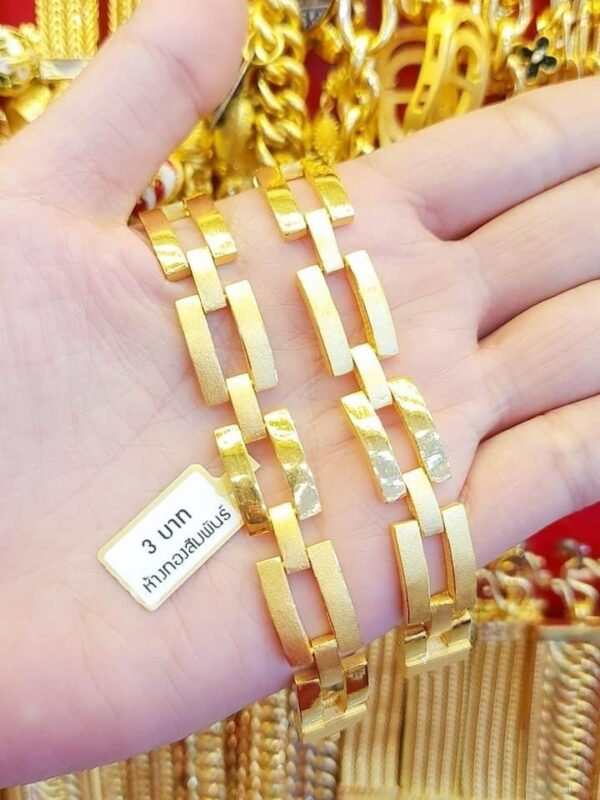 23K Thailand Gold Square Chain Bracelet. - Image 3