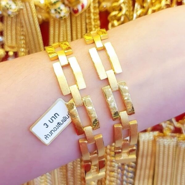 23K Thailand Gold Square Chain Bracelet.