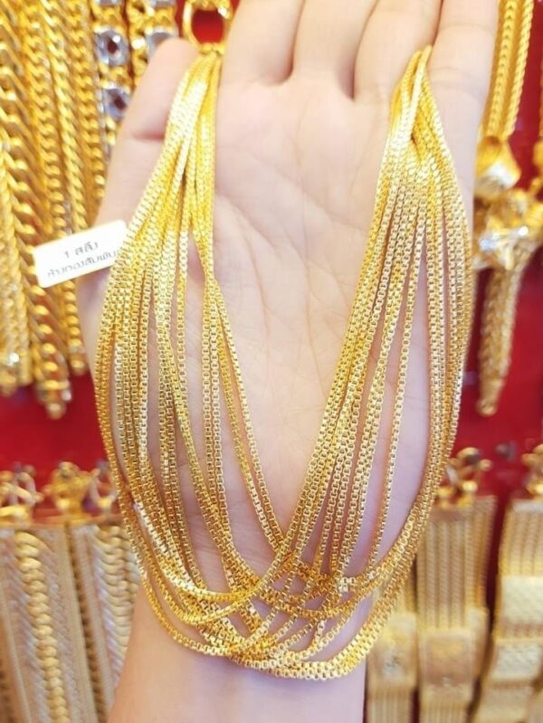 23K Pure Thailand Gold Chain Square Rings