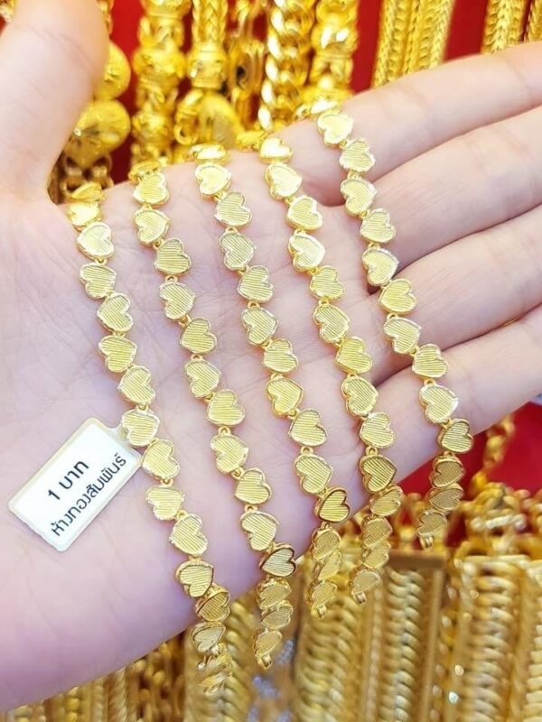 23K Pure Thailand Gold Mini Hearts Pattern Bracelet. - Image 2