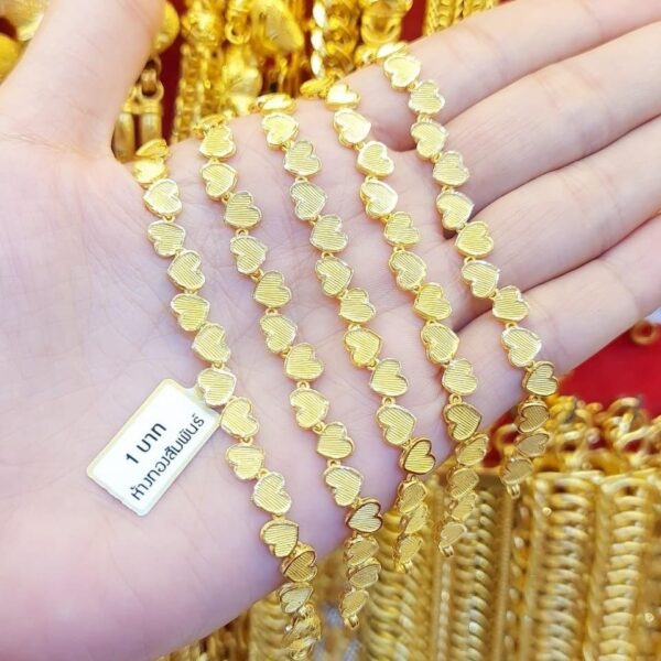 23K Pure Thailand Gold Mini Hearts Pattern Bracelet. - Image 4