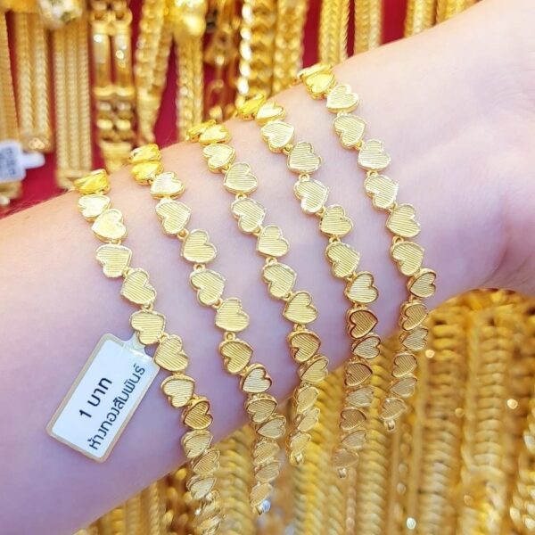 23K Pure Thailand Gold Mini Hearts Pattern Bracelet.