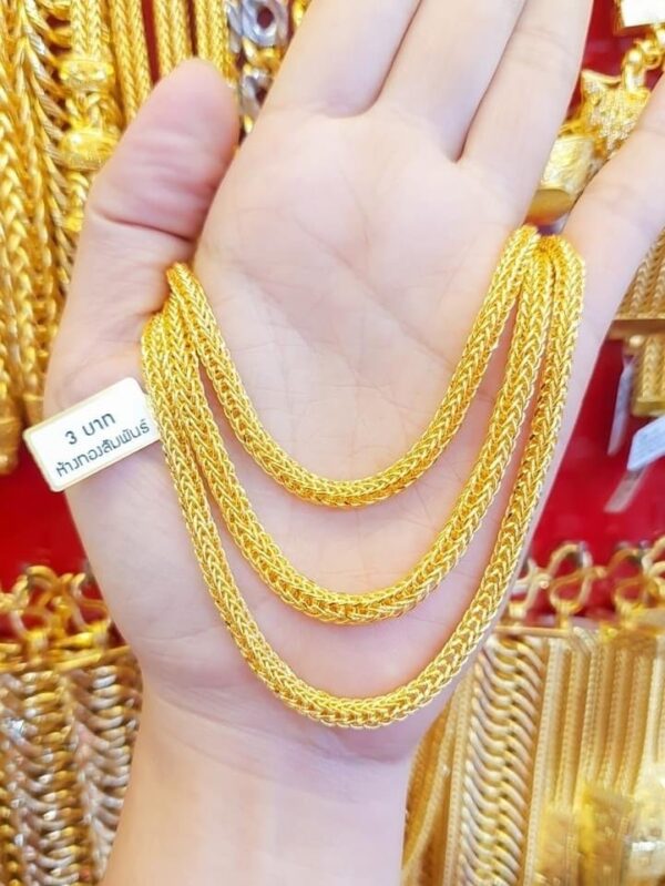 23K Thailand Gold Chain Thick Tubular Necklace