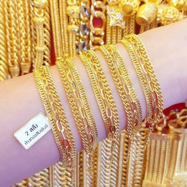 23K Pure Thailand Gold Triple Chain Bracelet.