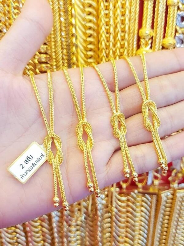 23K Pure Thailand Gold Chain Node with 2 Beads