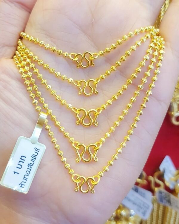 23K Thailand Gold Chain 1 Baht, Gold Spheres. - Image 2