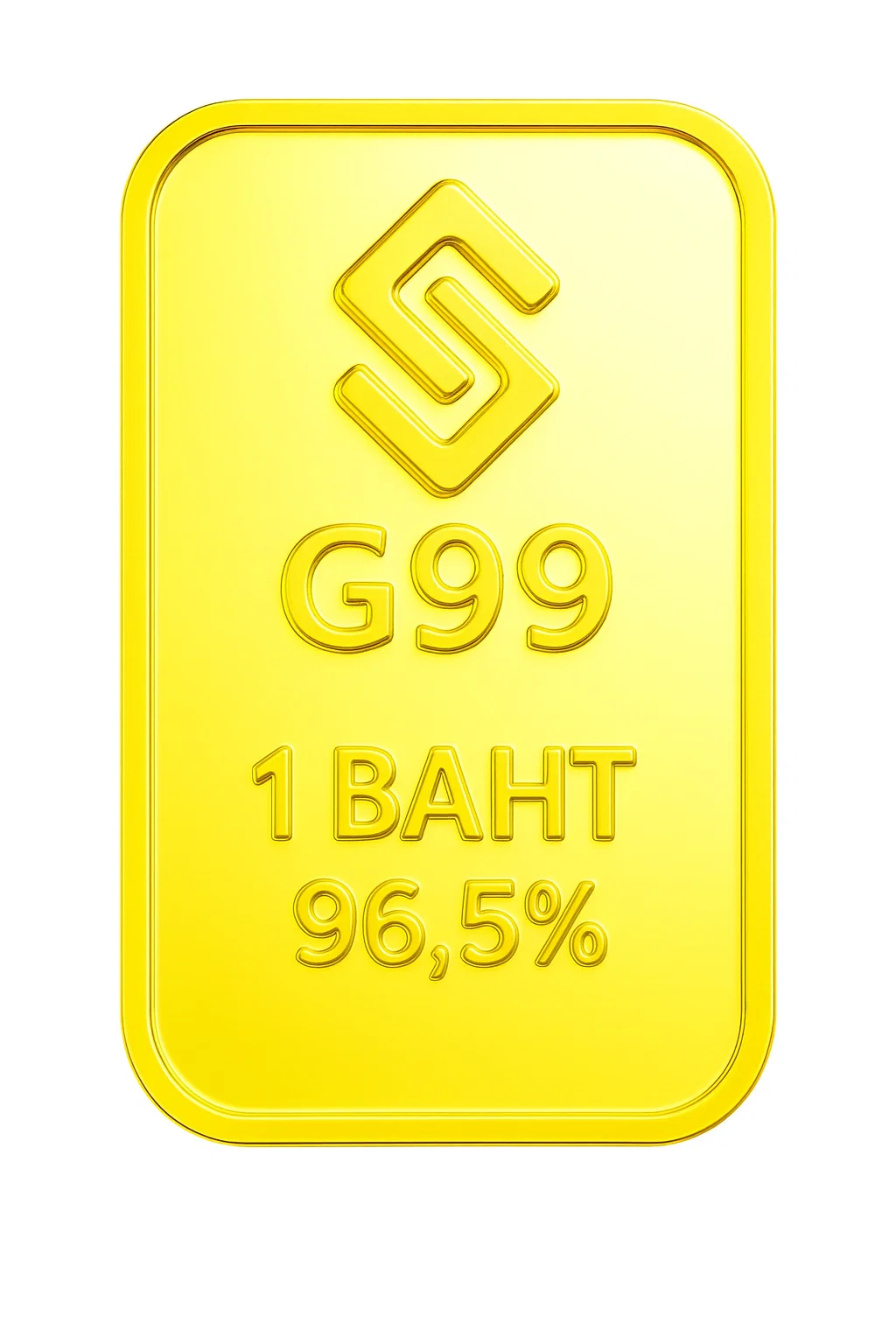 G99 Branded 23K Thai Gold Bullion Bar in a display case for investment purposes.