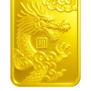 23k Thailand gold bullion bar with high-relief dragon design
