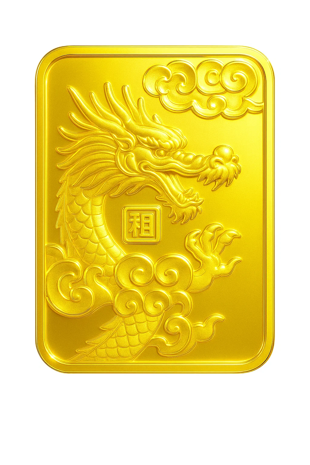 23k Thailand gold bullion bar with high-relief dragon design