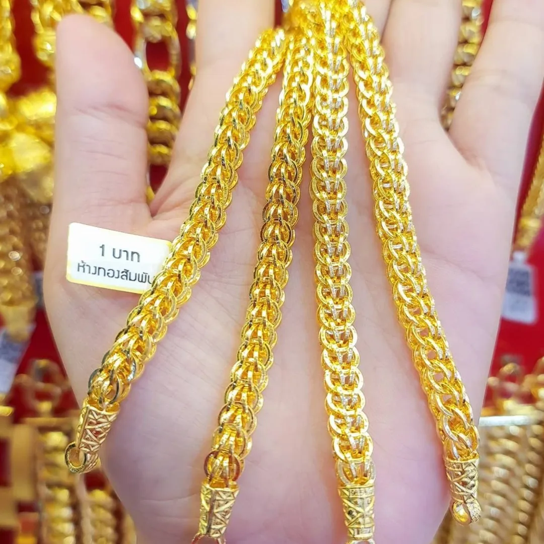 23K Gold Bracelet - 15.2g (1 Baht) Square Pattern Links (Model 3180) - Image 2