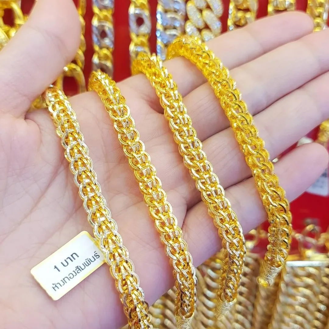 23K Gold Bracelet - 15.2g (1 Baht) Square Pattern Links (Model 3180) - Image 3
